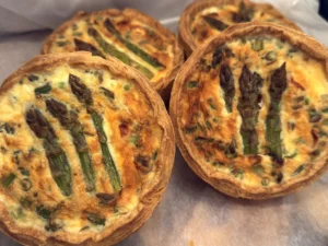 Wyken asparagus, pea & feta quiche (vegetarian)
